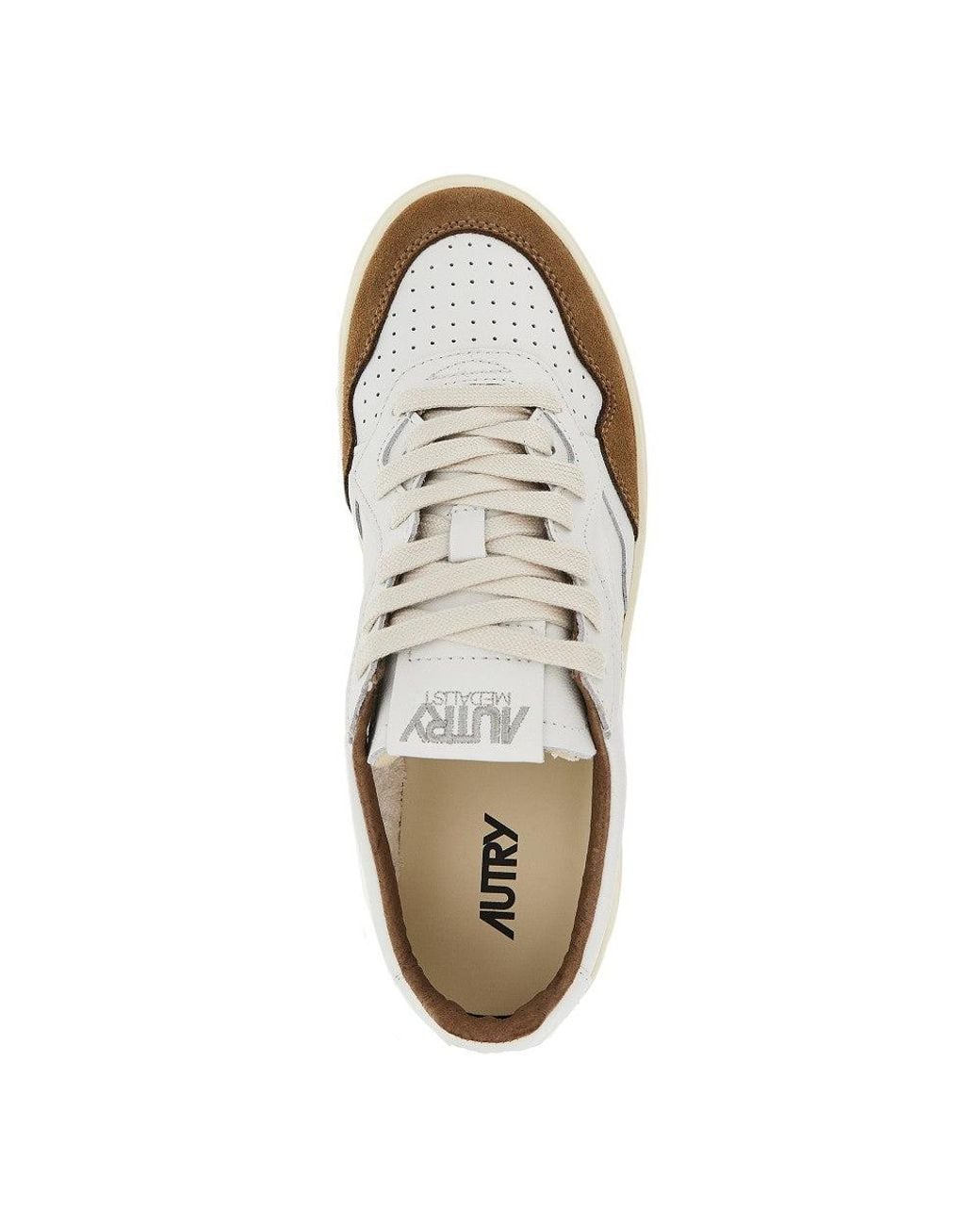 Autry White Medalist Low Leather Sneaker With Logo Patch And Suede Inserts for men