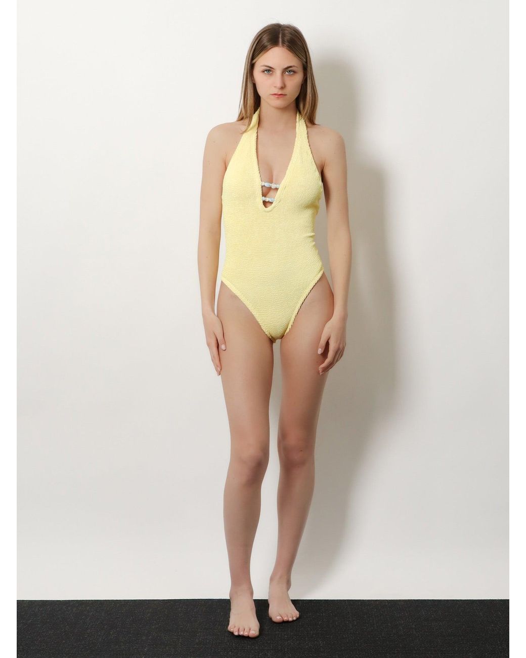 Hunza G White One-Piece Swimsuit Adriana Crinkle