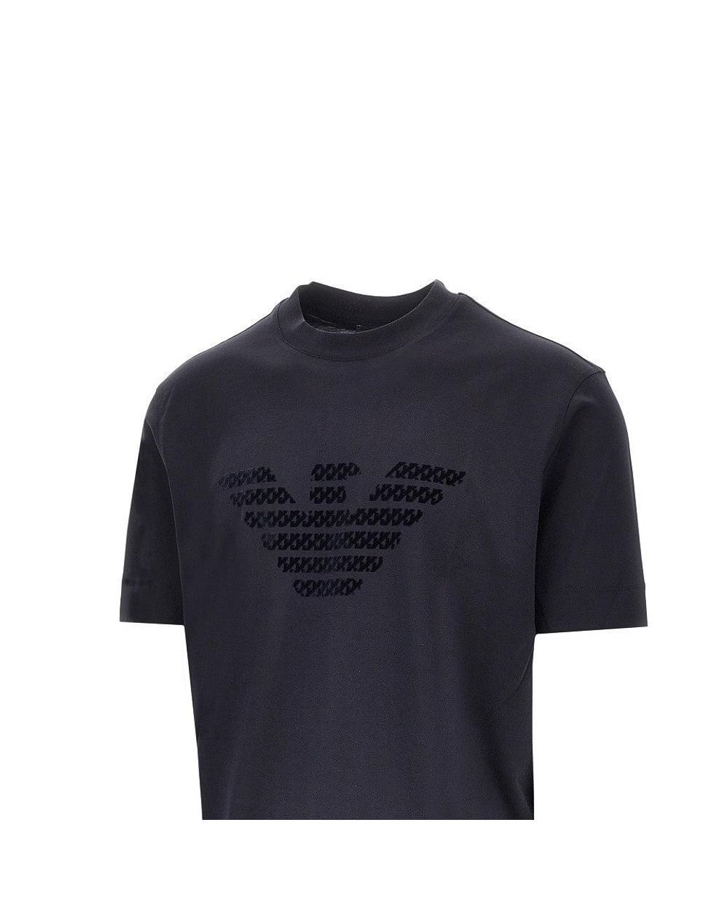 Emporio Armani Blue Lyocell And Cotton Blend T-Shirt With Logo for men