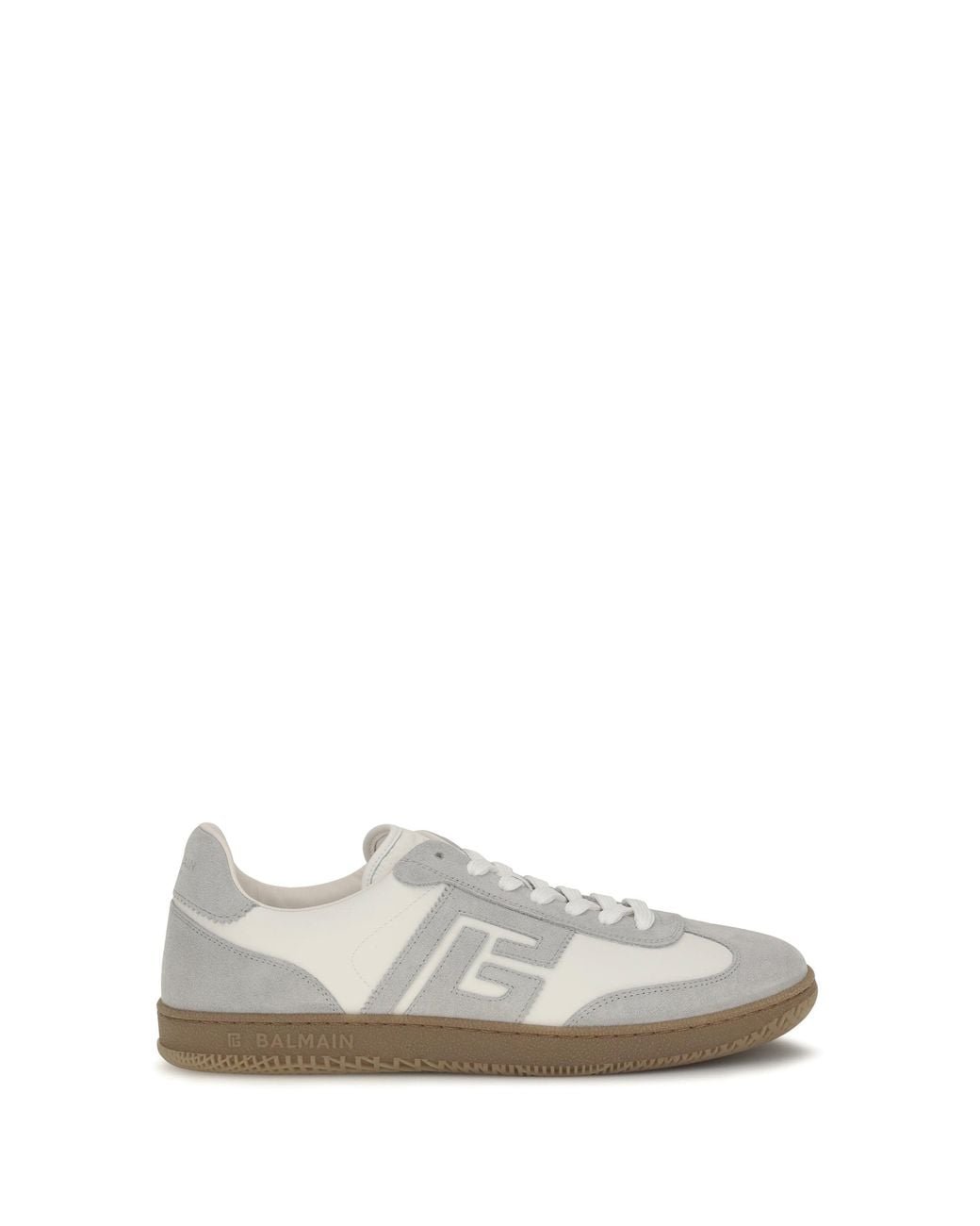 Balmain White Sneakers Swan Suede And Smooth Leather for men