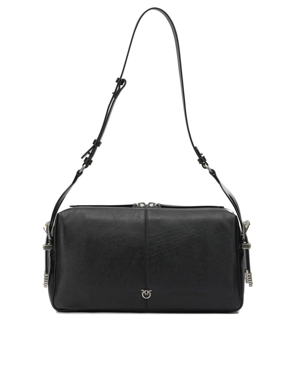 Pinko Black Leather Cotton Polyamide Polyurethane Shoulder Bag