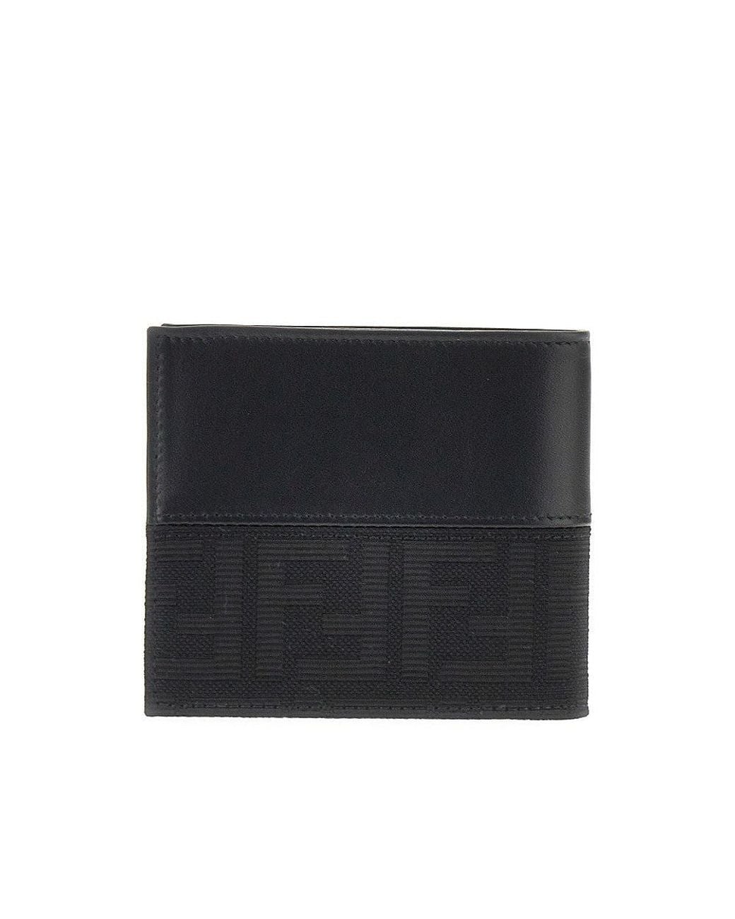 Fendi Black Ff Jacquard Bi-Fold Wallet for men