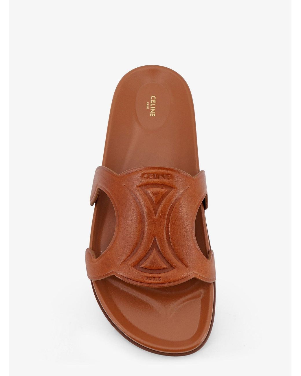 Céline Brown Triomphe Leather Sandals