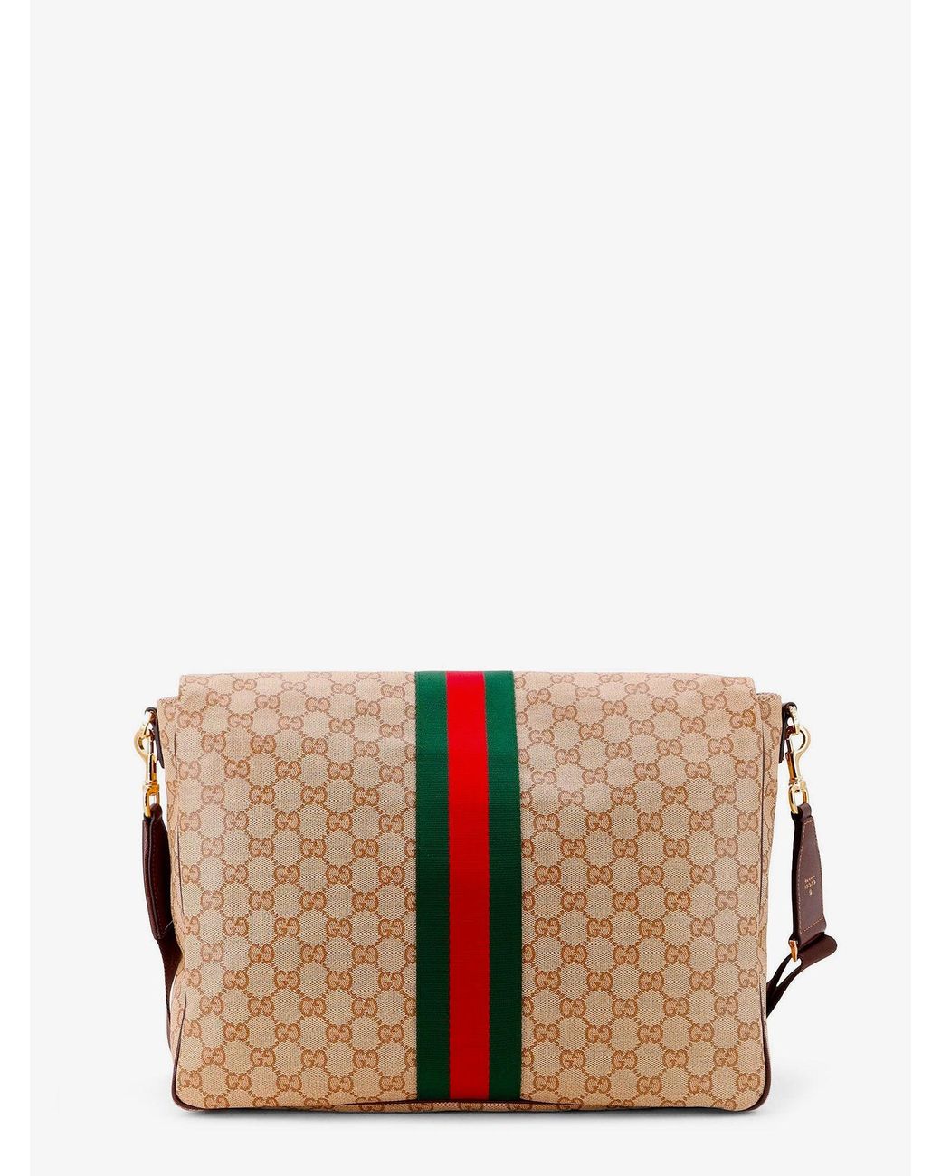 Gucci Brown Gg Canvas Crossbody Bag With Front Web Detail for men