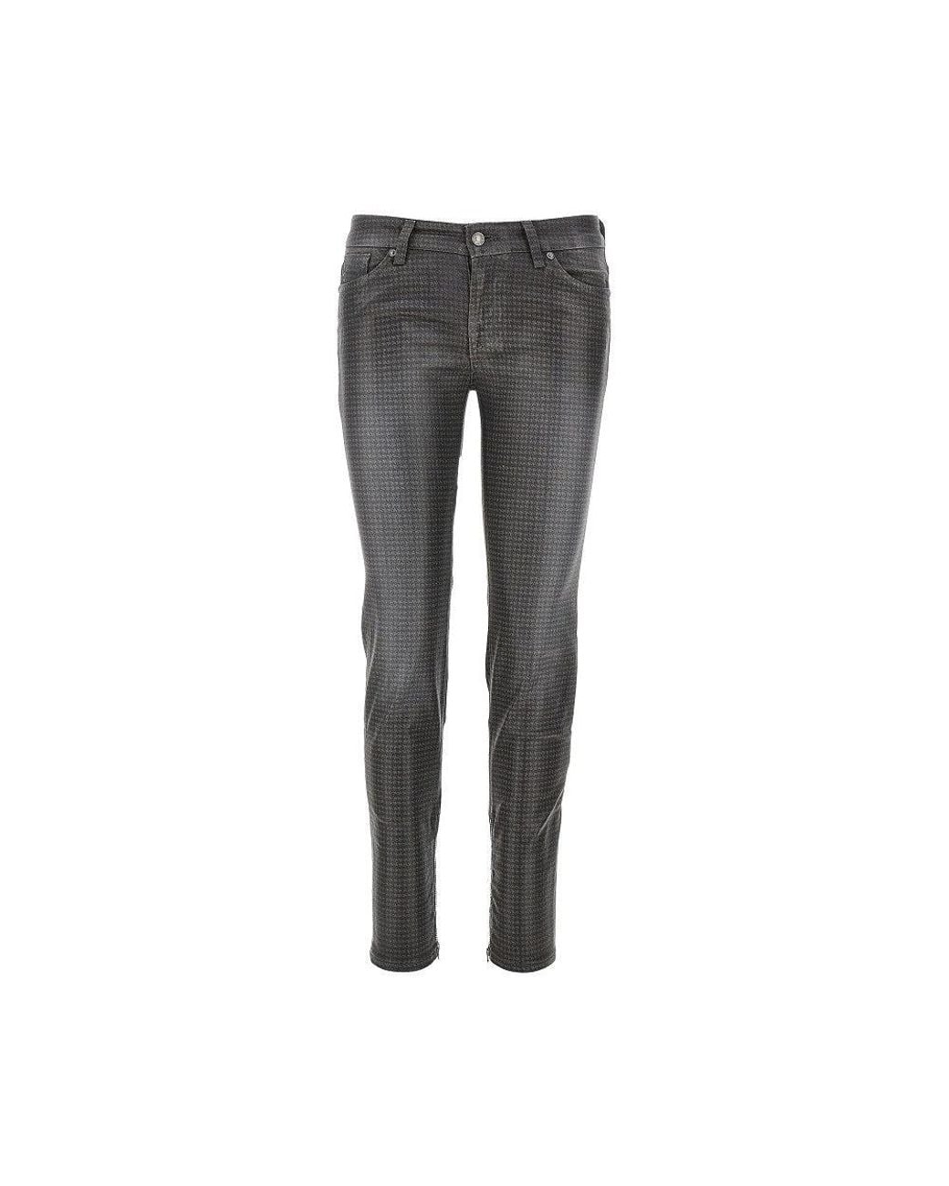 7 For All Mankind Gray Coated Denim Skinny Pants