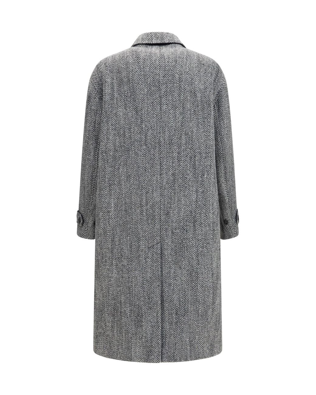 Dolce & Gabbana Gray Dolce & Gabbana Chevron Wool-Blend Single-Breasted Coat for men