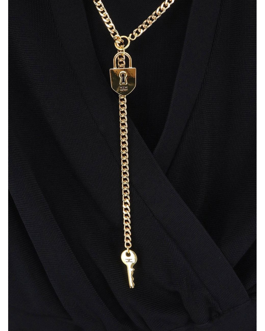 Elisabetta Franchi Black Viscose Blend Bodysuit