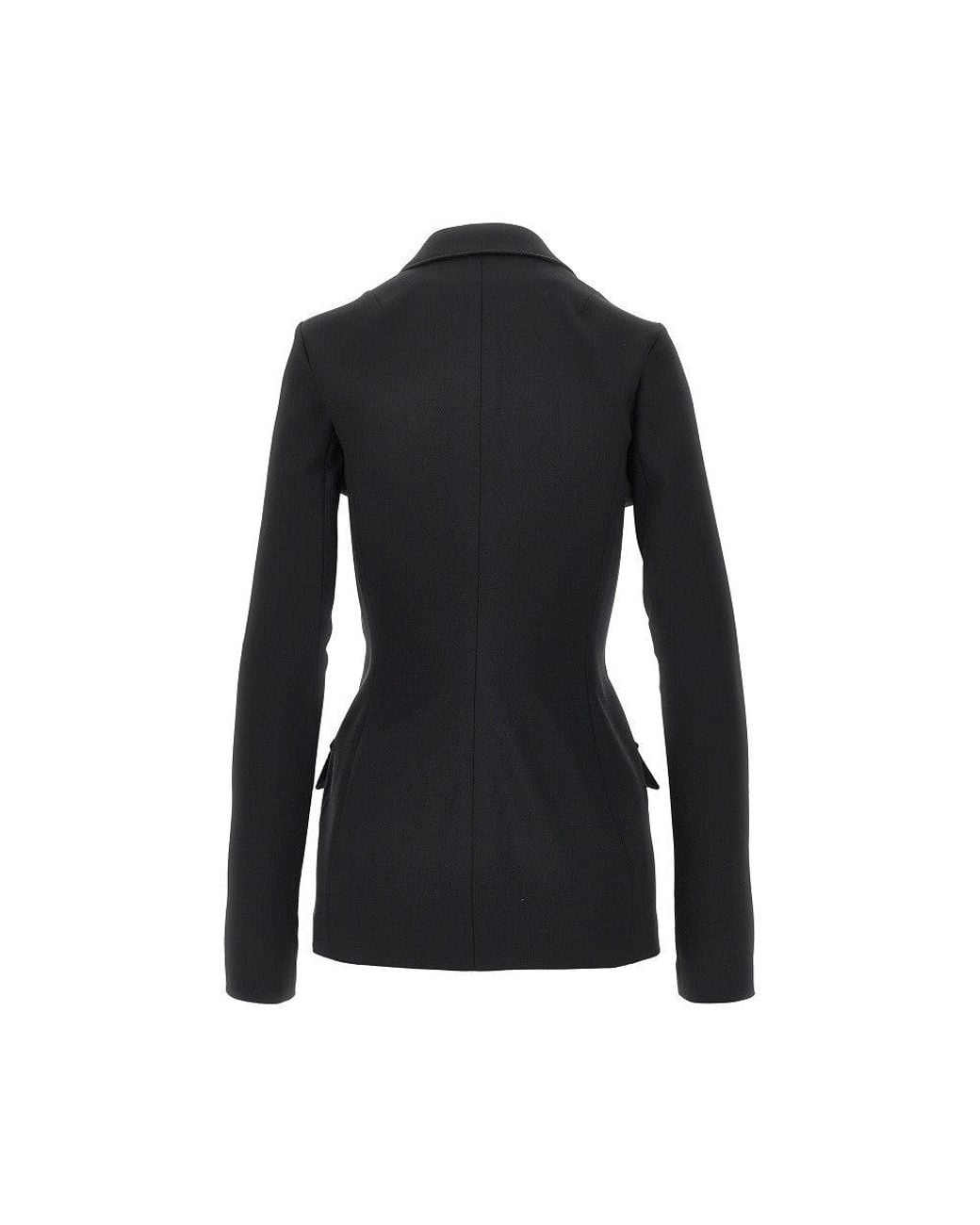 Dolce & Gabbana Black Stretch Wool Fitted Double-Breasted Jacket