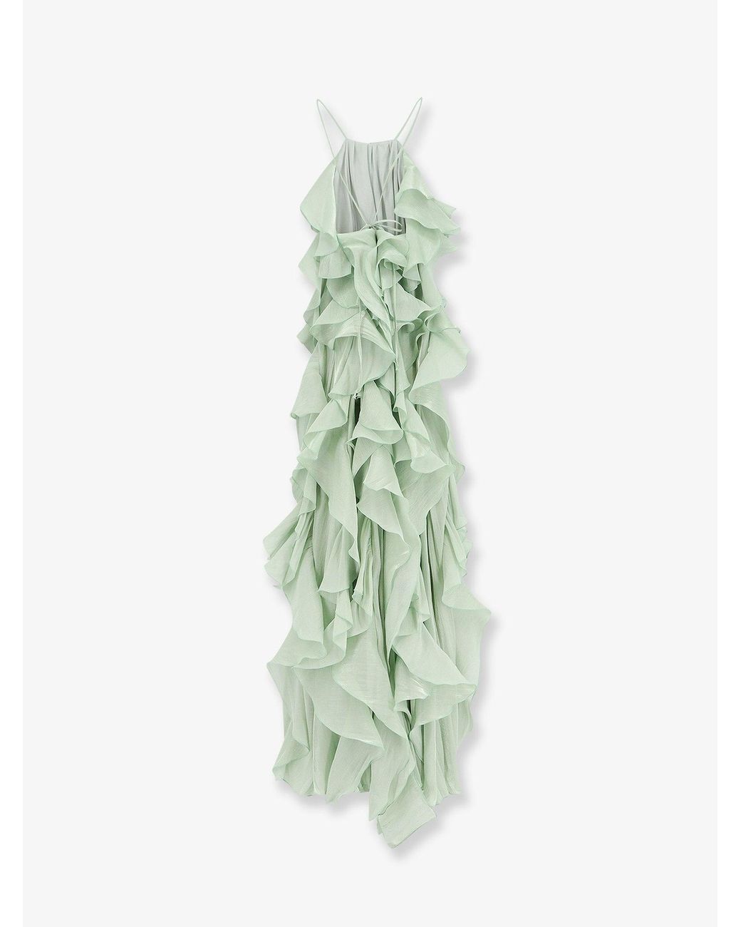 ACTUALEE Green Long Dress With Ruffles