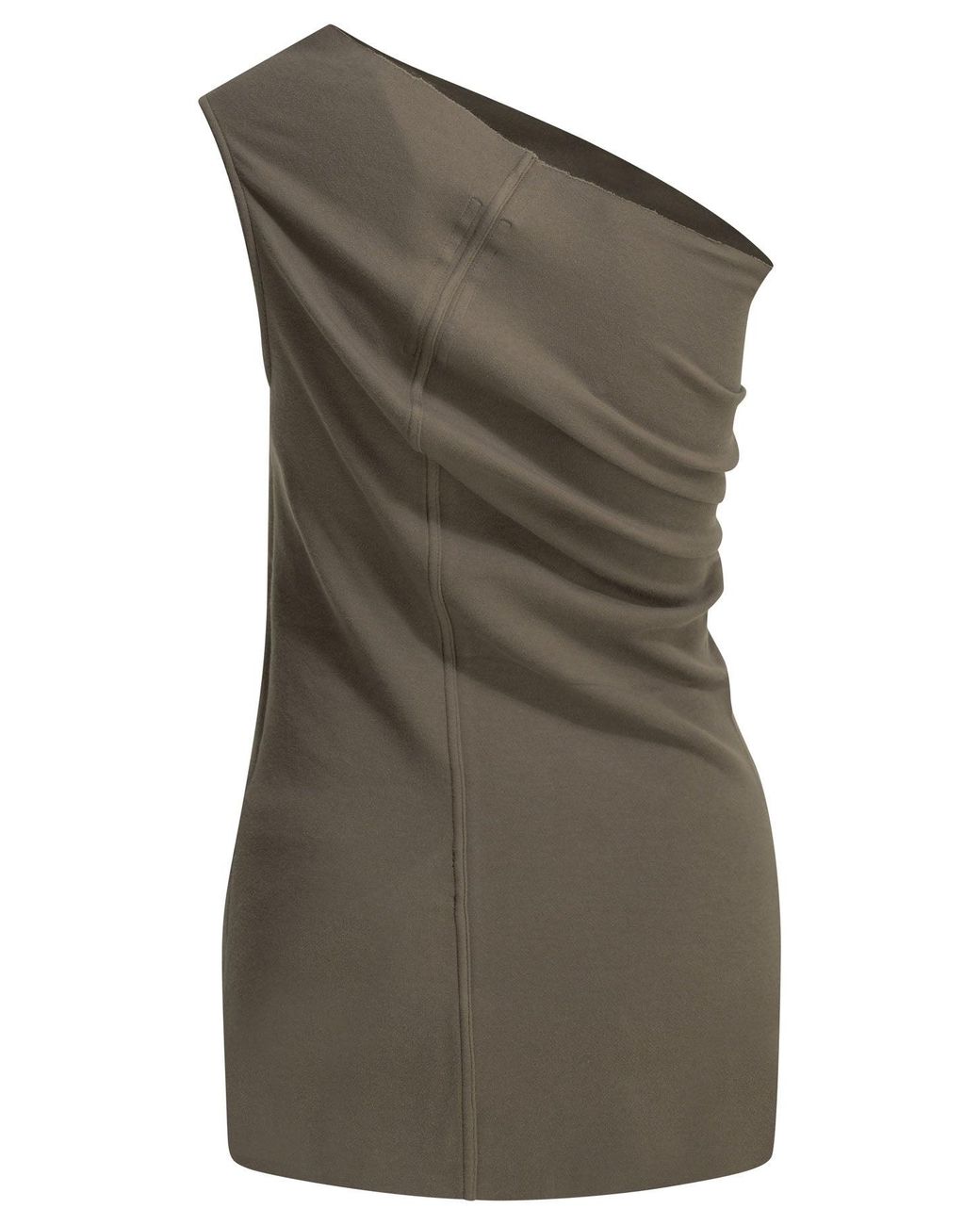Rick Owens Brown Athena One-Shoulder Top