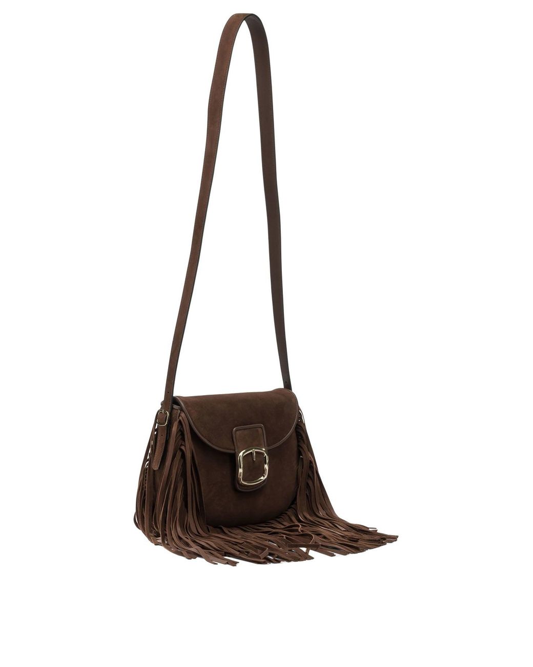 Santoni Brown Small Calf Leather Crossbody Bag