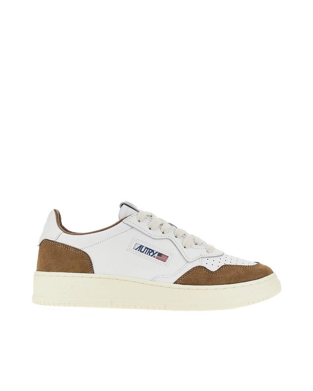 Autry White Medalist Low Leather Sneaker With Logo Patch And Suede Inserts for men