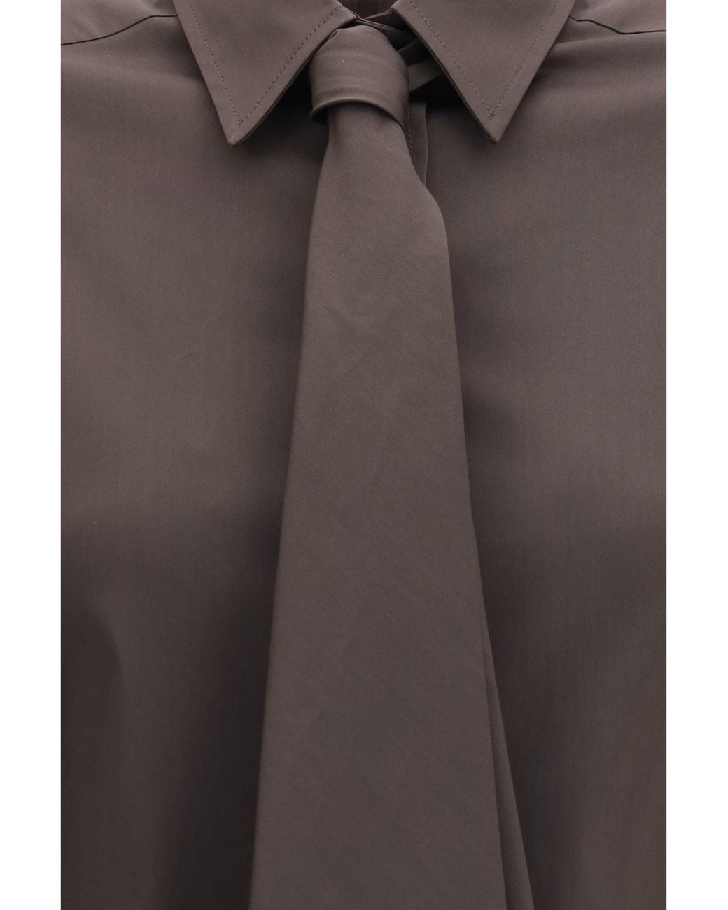 Brunello Cucinelli Gray Cotton Blend Shirt With Tie
