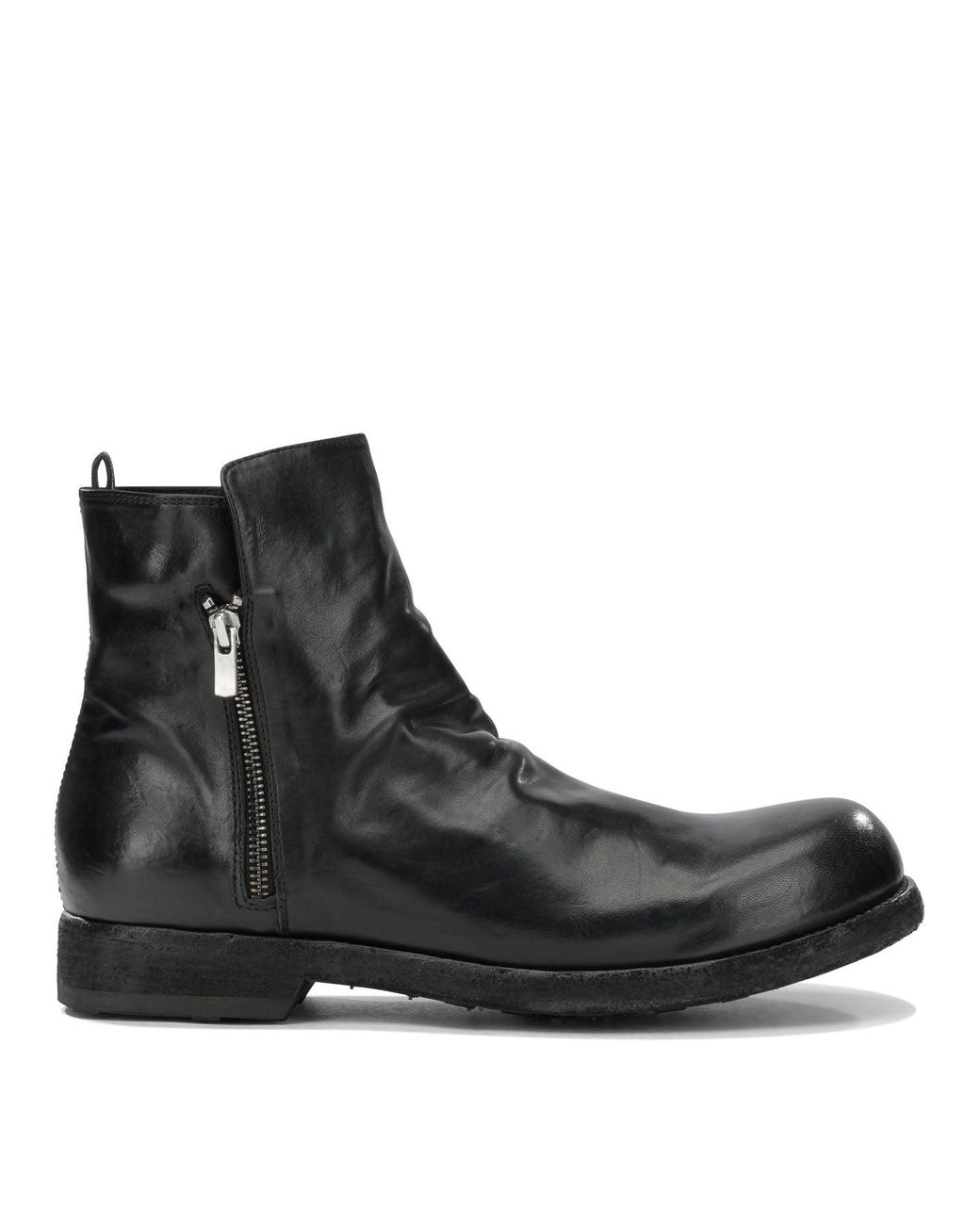 Officine Creative Black "Bulla Dd" Ankle Boots With Zipper for men