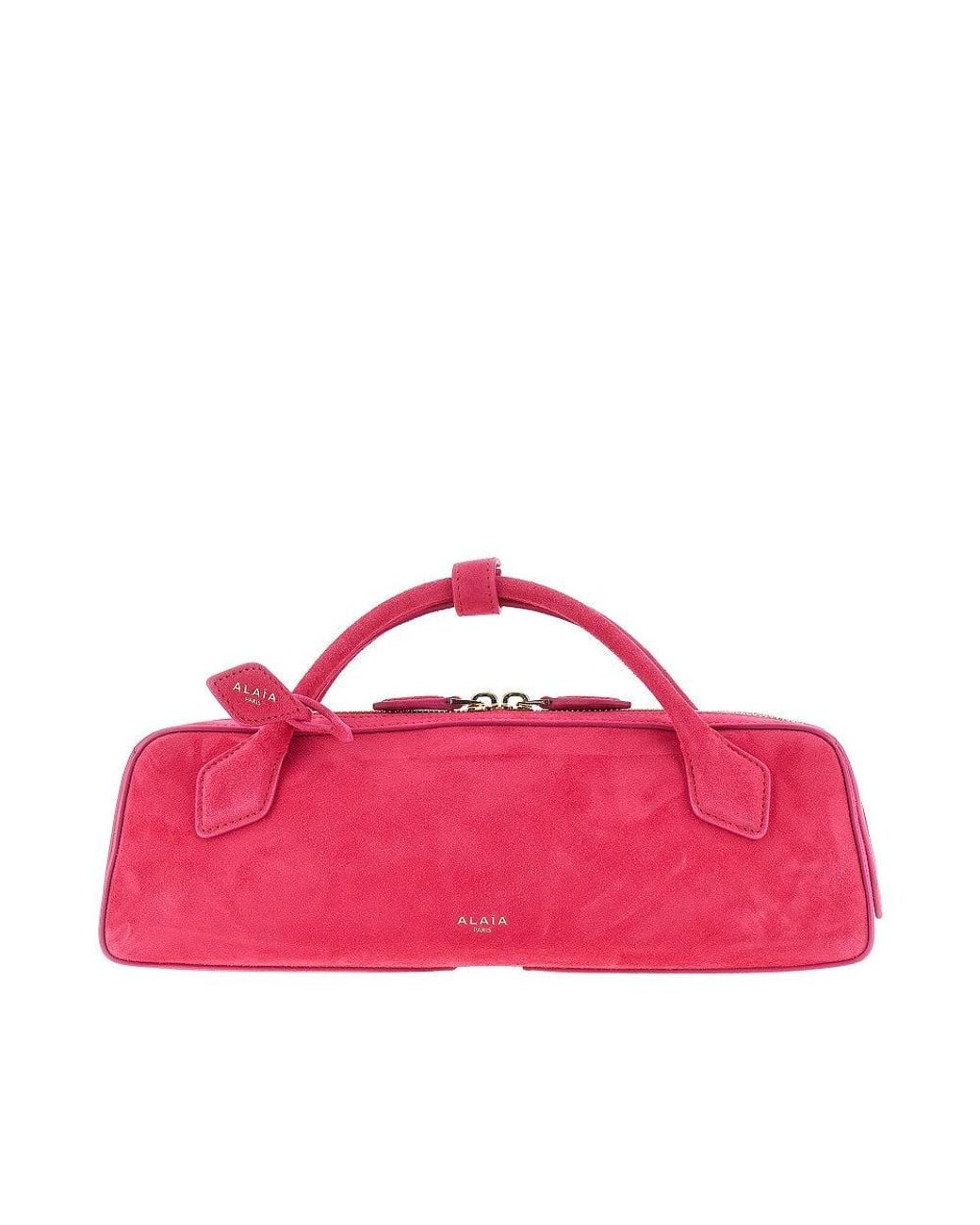 Alaïa Pink Le Teckel Suede Leather Clutch