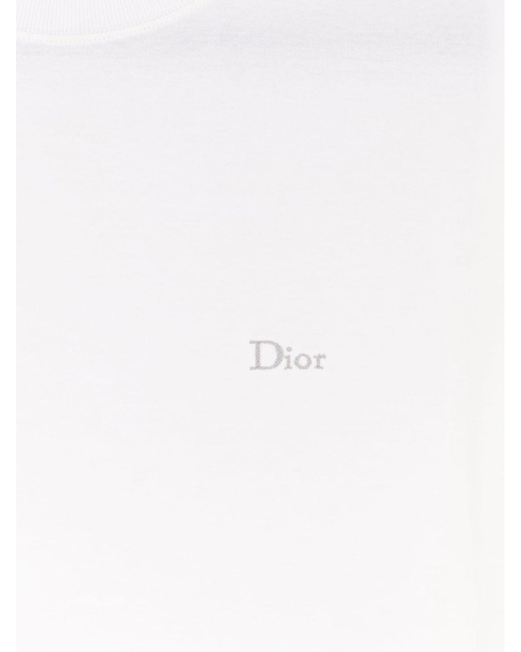 Dior White Dior Cotton T-Shirt With Logo Embroidery for men
