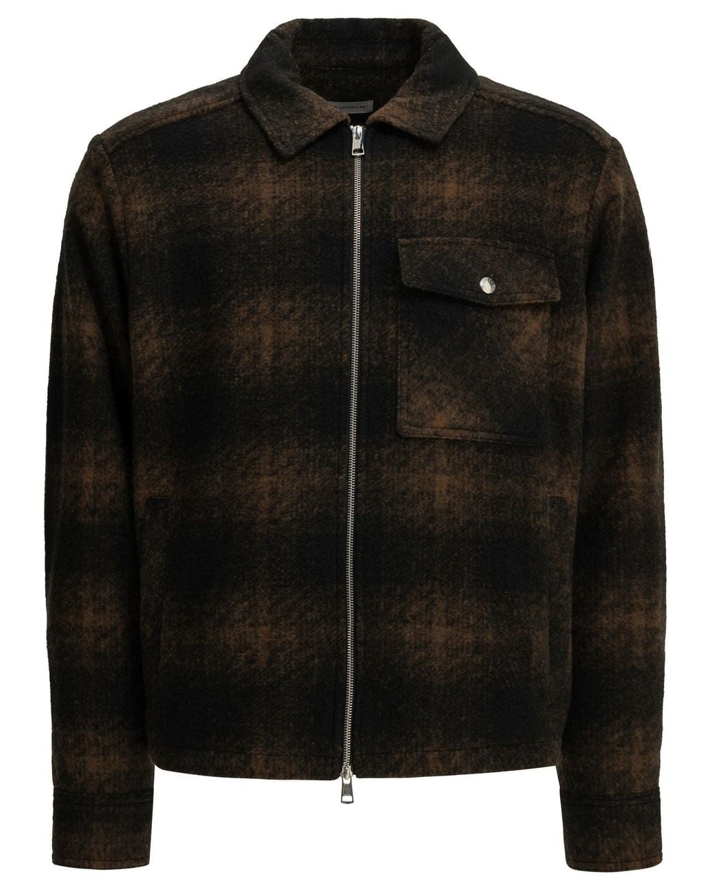 Moncler Black Checkered Overshirt Jacket for men