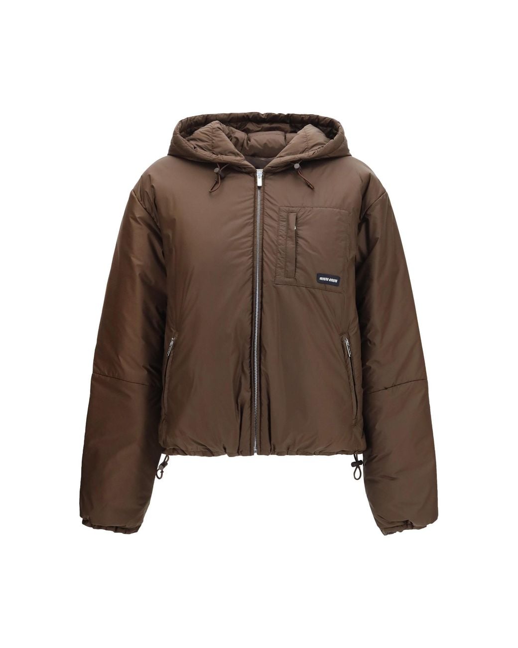 Miu Miu Brown Short Ripstop Down Jacket Cacao