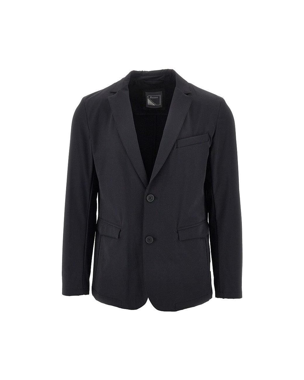 Herno Blue Nylon Twill Single-Breasted Jacket for men
