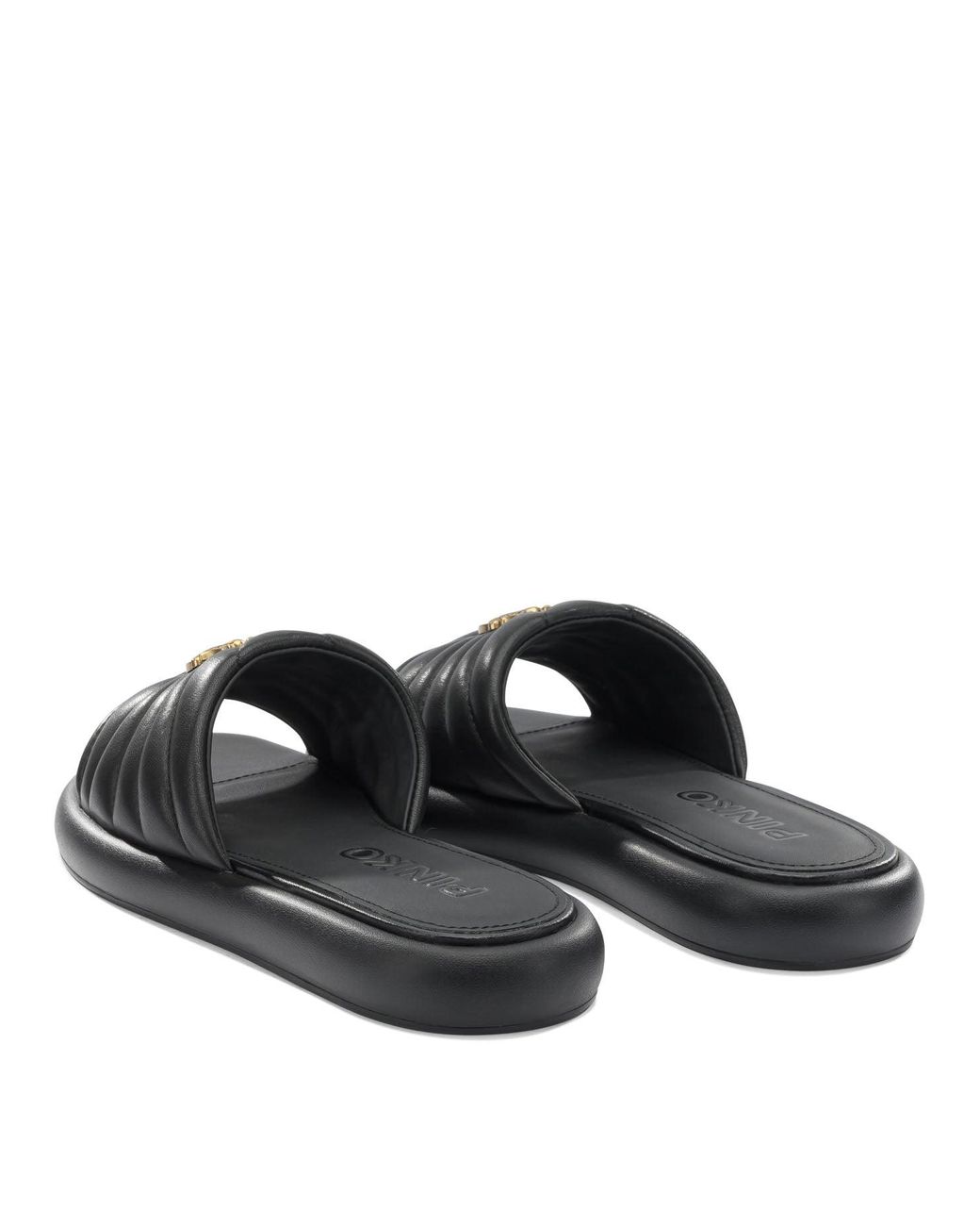 Pinko Black Leather Sandals