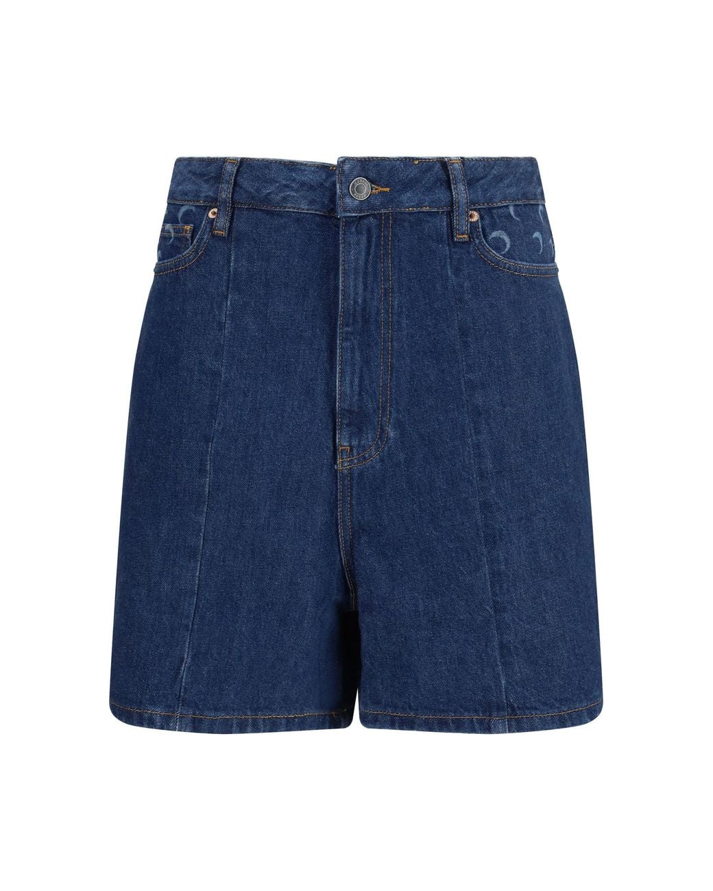 MARINE SERRE Blue High-Waisted Denim Shorts