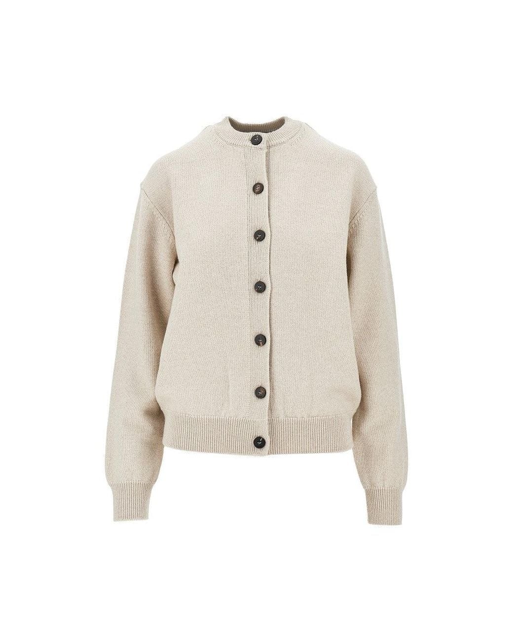 Jacquemus Natural Logo Intarsia Merino Wool Cardigan