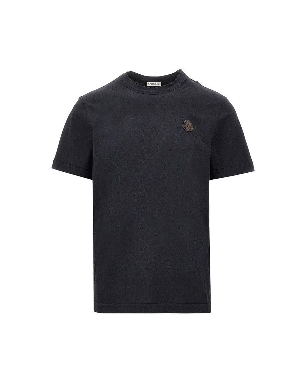 Moncler Black Cotton Jersey T-Shirt With Logo Patch for men