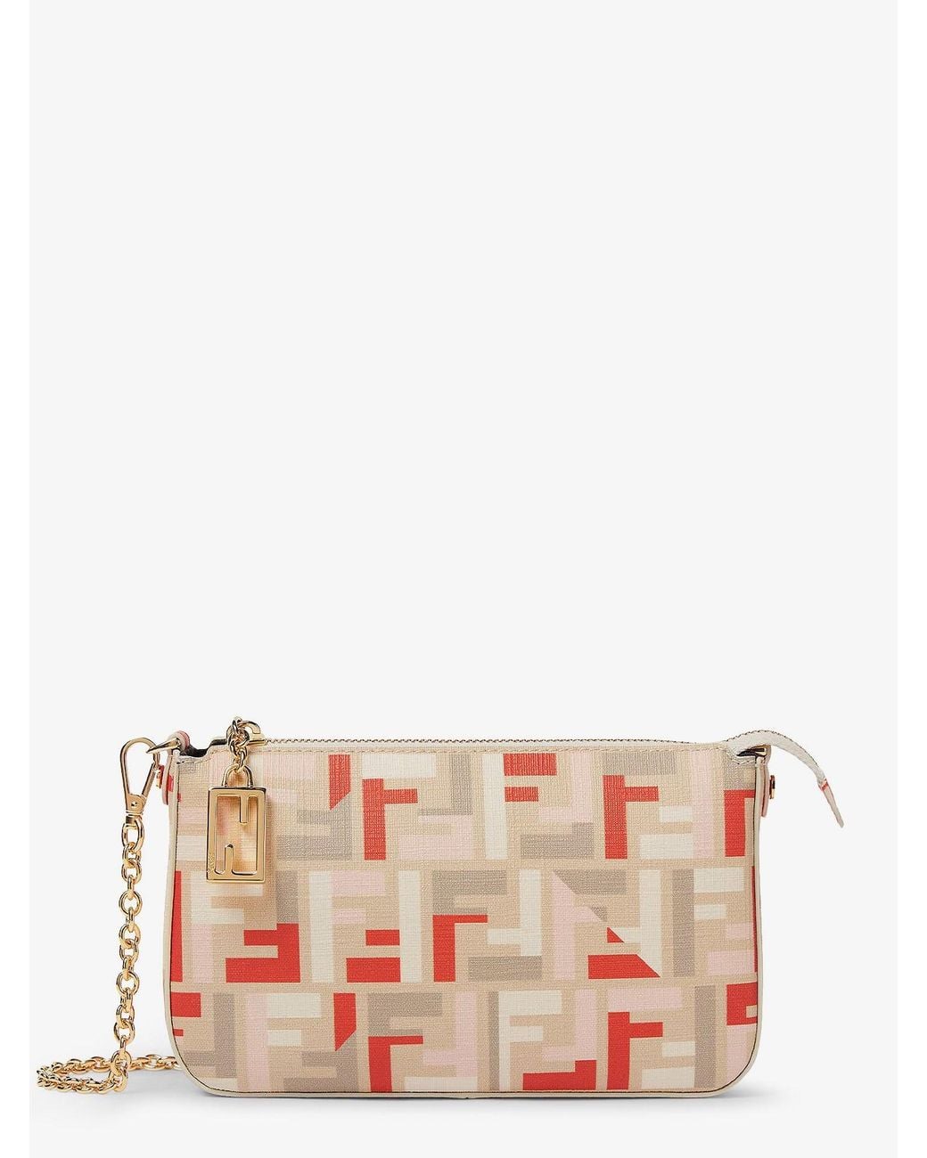 Fendi Pink Pouch Baguette Ff Jacquard Fabric Shoulder Bag