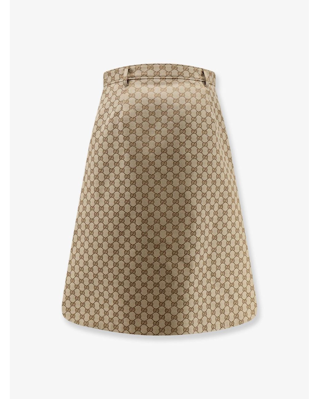 Gucci Natural Gg Cotton Canvas Skirt