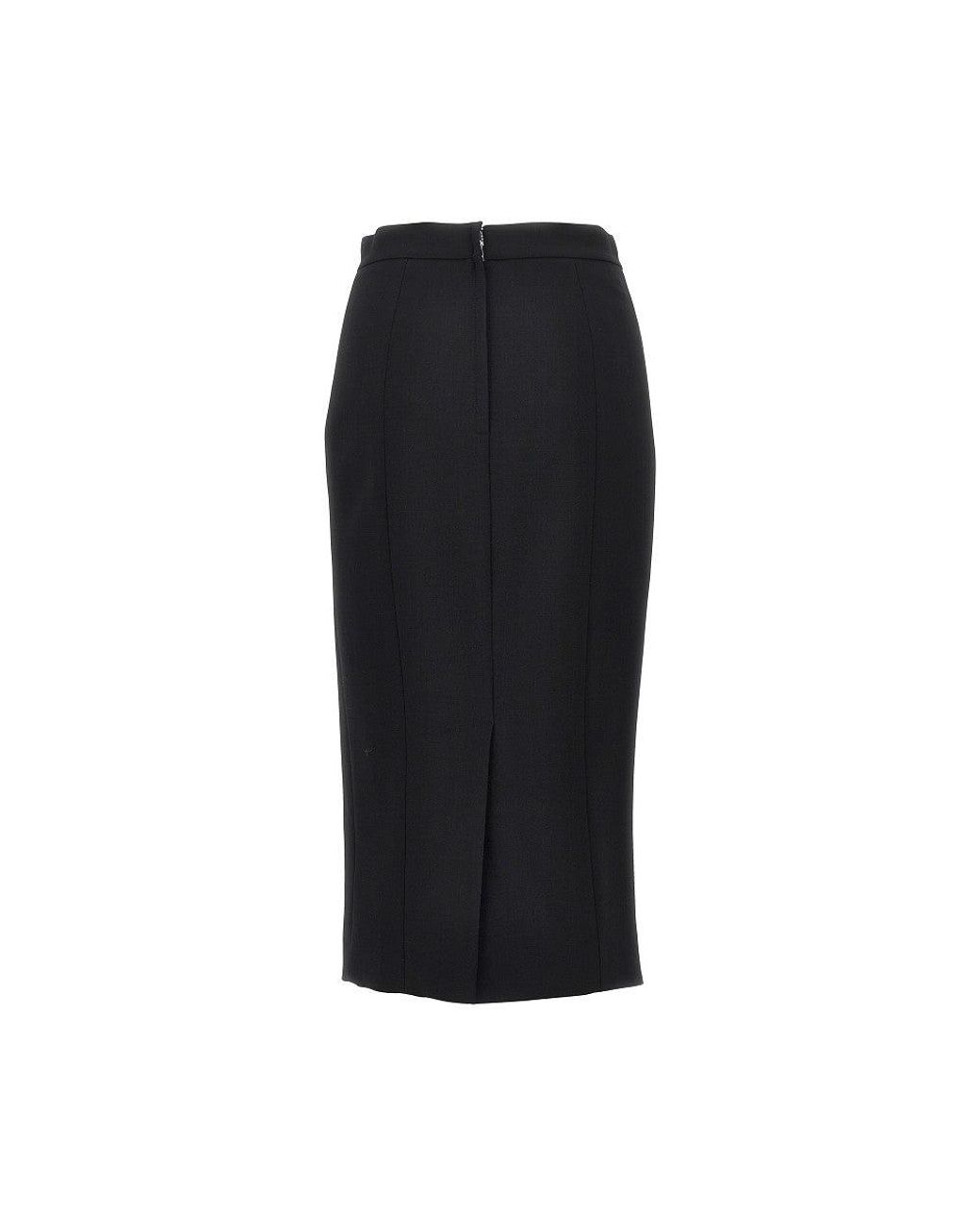 Dolce & Gabbana Black Stretch Wool Midi Skirt