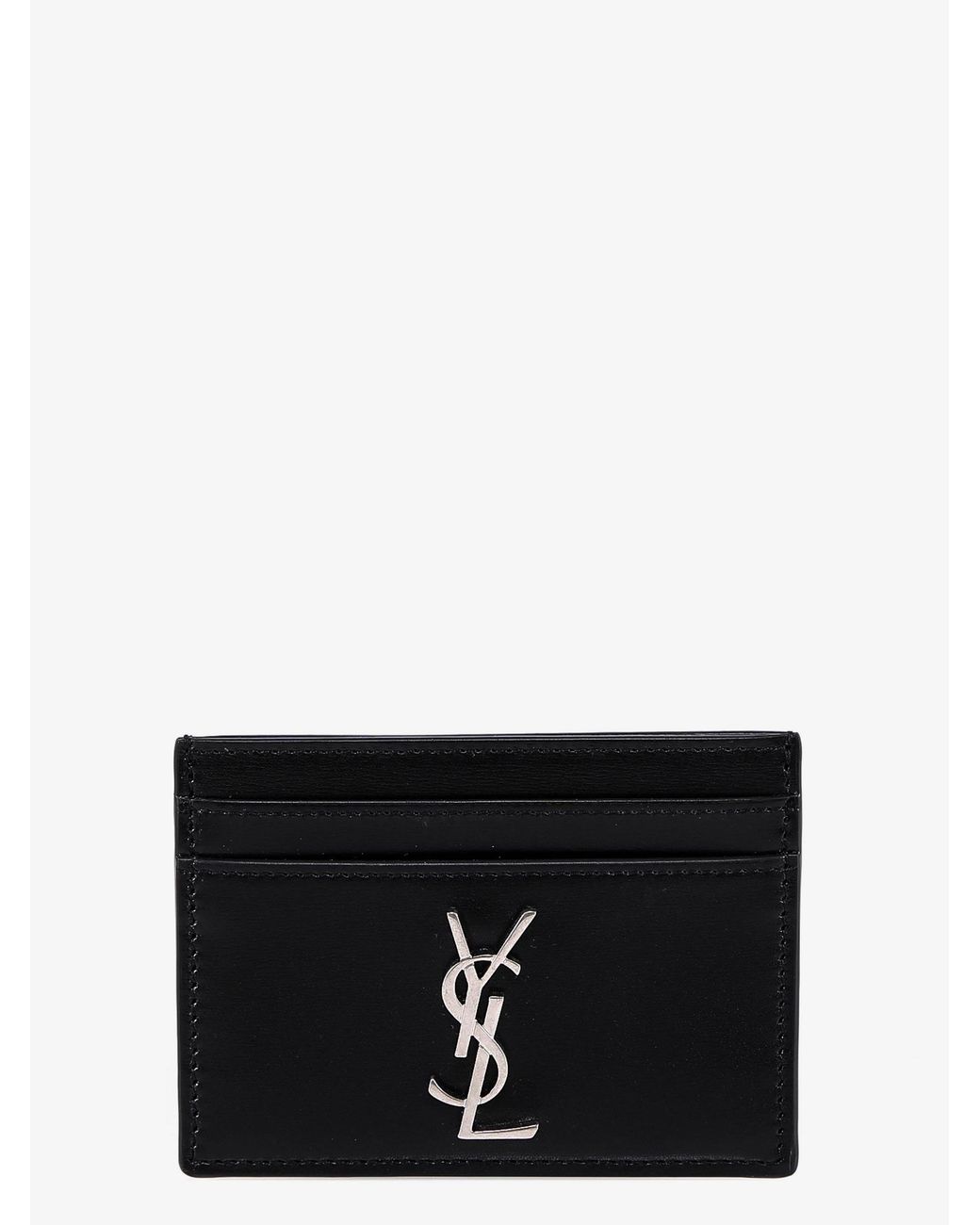 Saint Laurent Black Cassandre Leather Card Holder for men