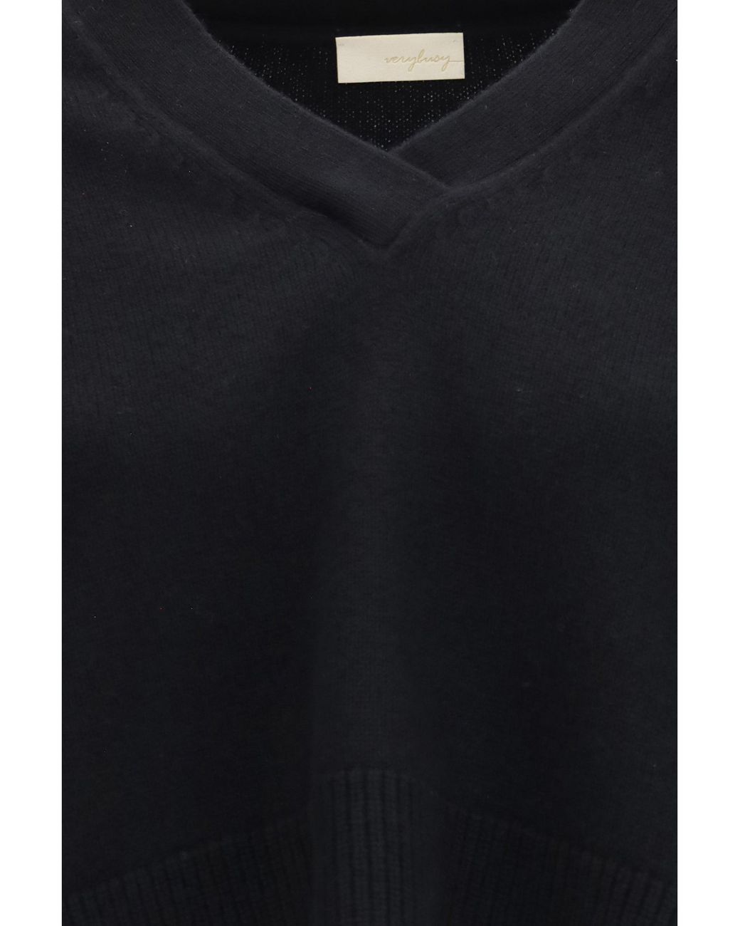 Verybusy Black Cashmere V-Neck Sweater Asphalt