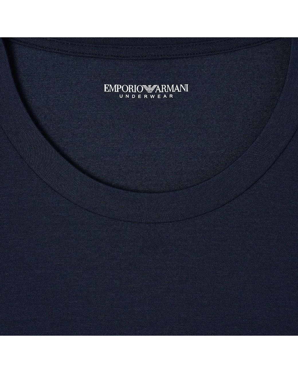 EA BODYWEAR Blue Stretch Modal Crewneck T-Shirt for men