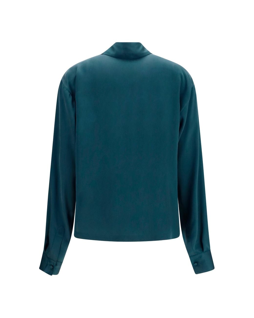 Tom Ford Blue Deep V-Neck Silk Shirt