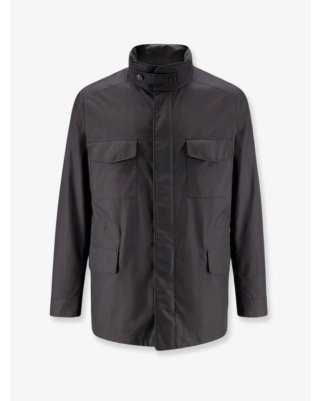 Loro Piana Gray Traveller Field Jacket With Pied-De-Poule Pattern for men
