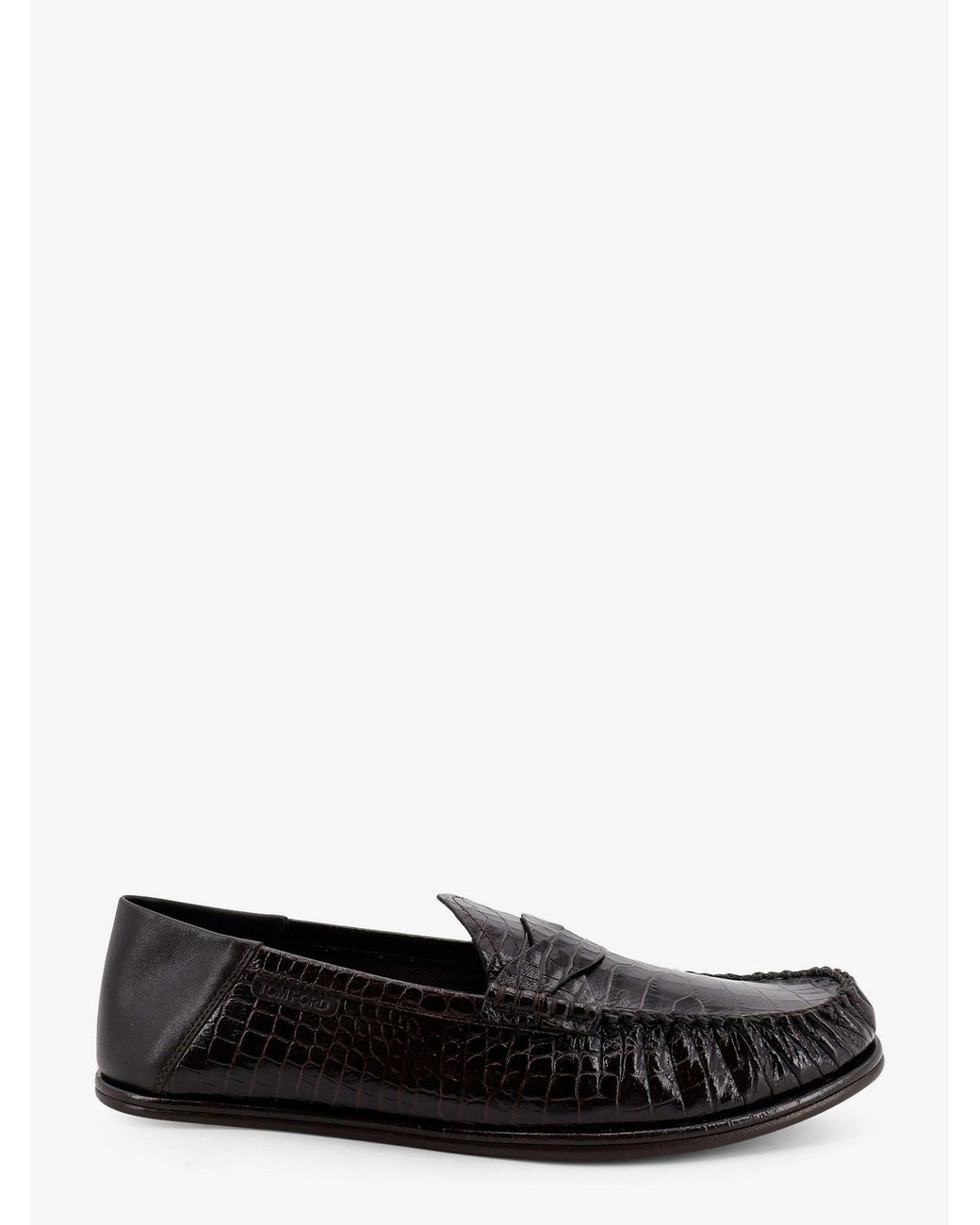 Tom Ford White Crocodile-Print Leather Loafers for men