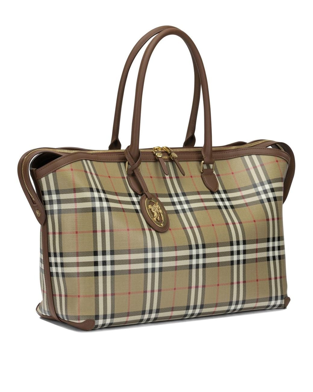 Burberry Natural "Check" Large Shoulder Bag