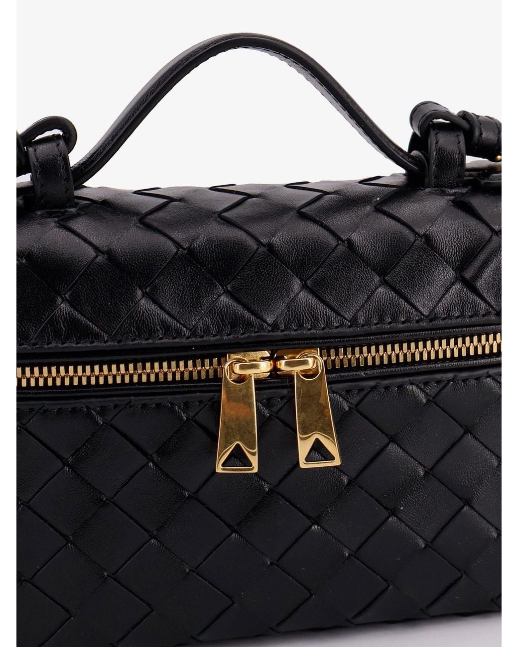 Bottega Veneta Black Bang Bang Leather Vanity Case With Intrecciato Motif