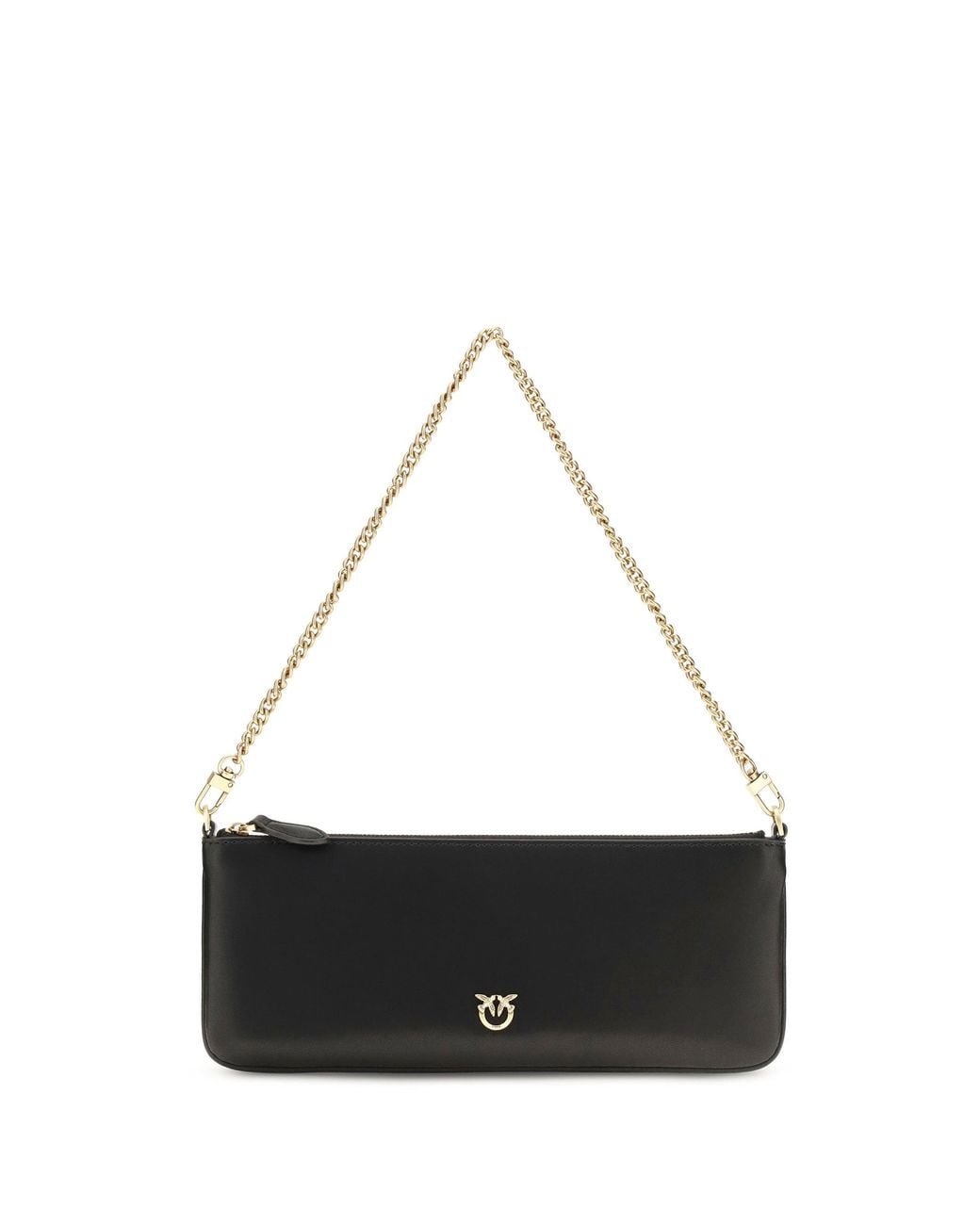 Pinko White Horizontal Flat Leather Wallet Nero-Antique