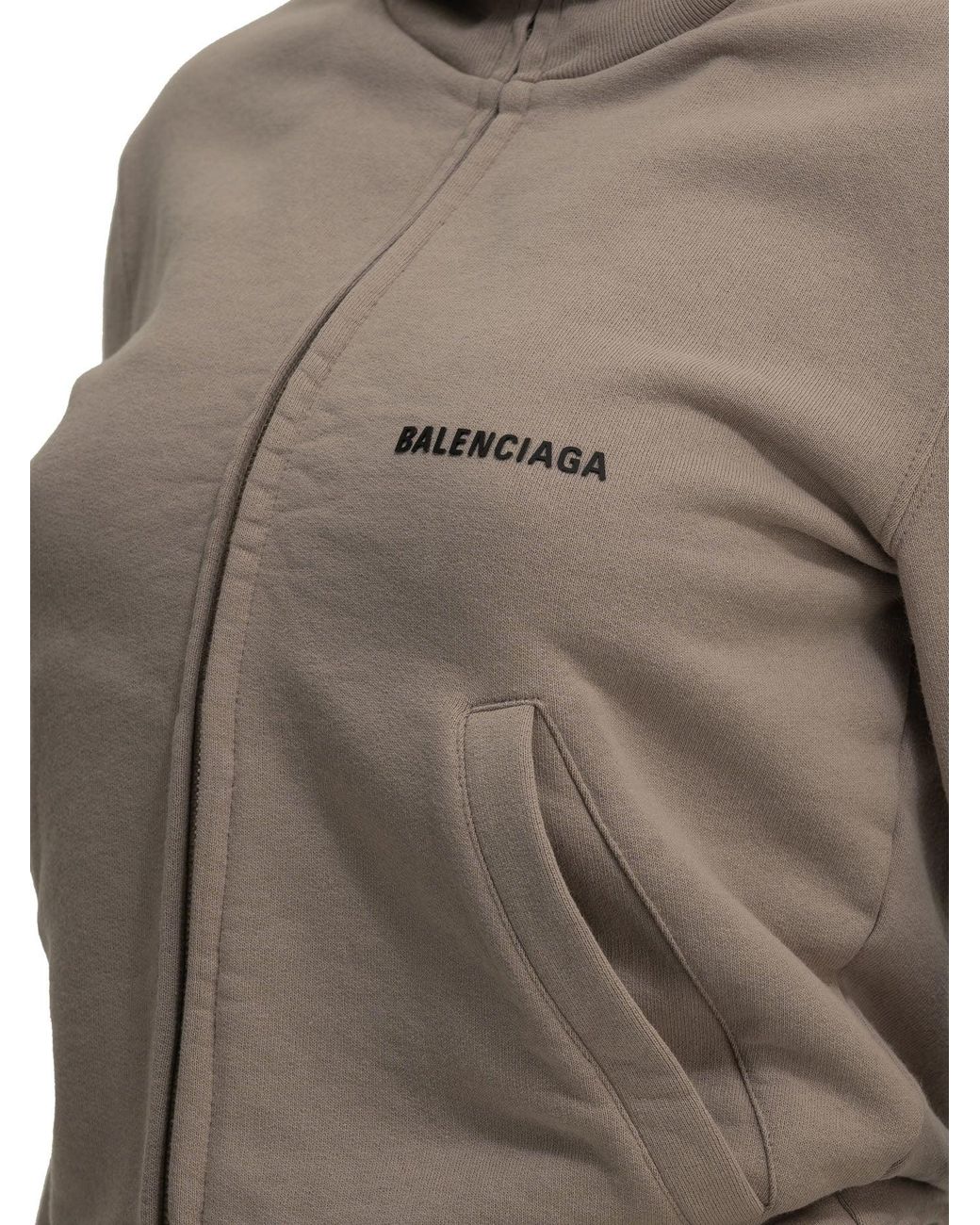 Balenciaga Brown Zip-Up Sweatshirt With Logo