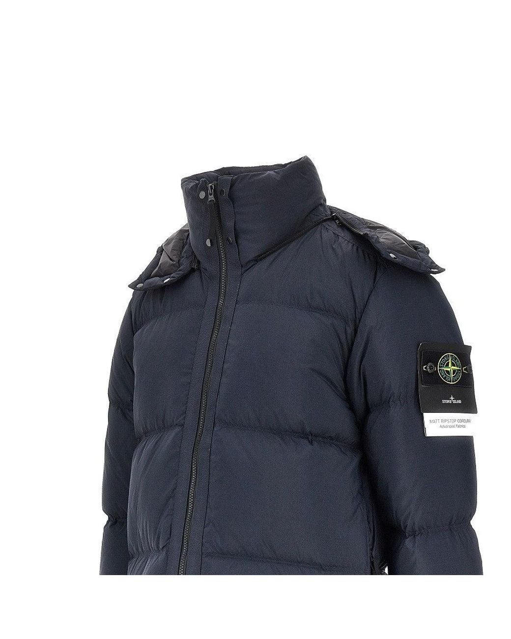 Stone Island Blue Matt Ripstop Cordura Down Jacket for men