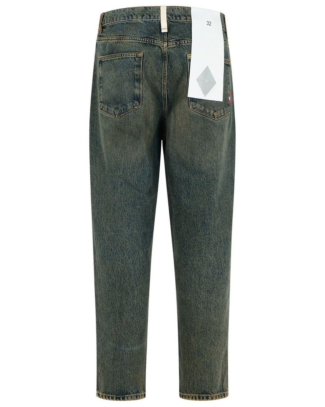 AMISH Green 'Jeremiah' Dirty Cotton Jeans for men