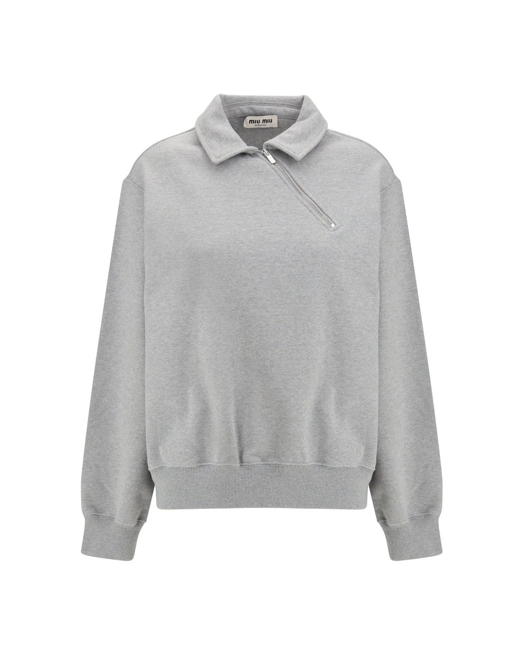 Miu Miu Gray Sweatshirt With Oblique Zip Closure