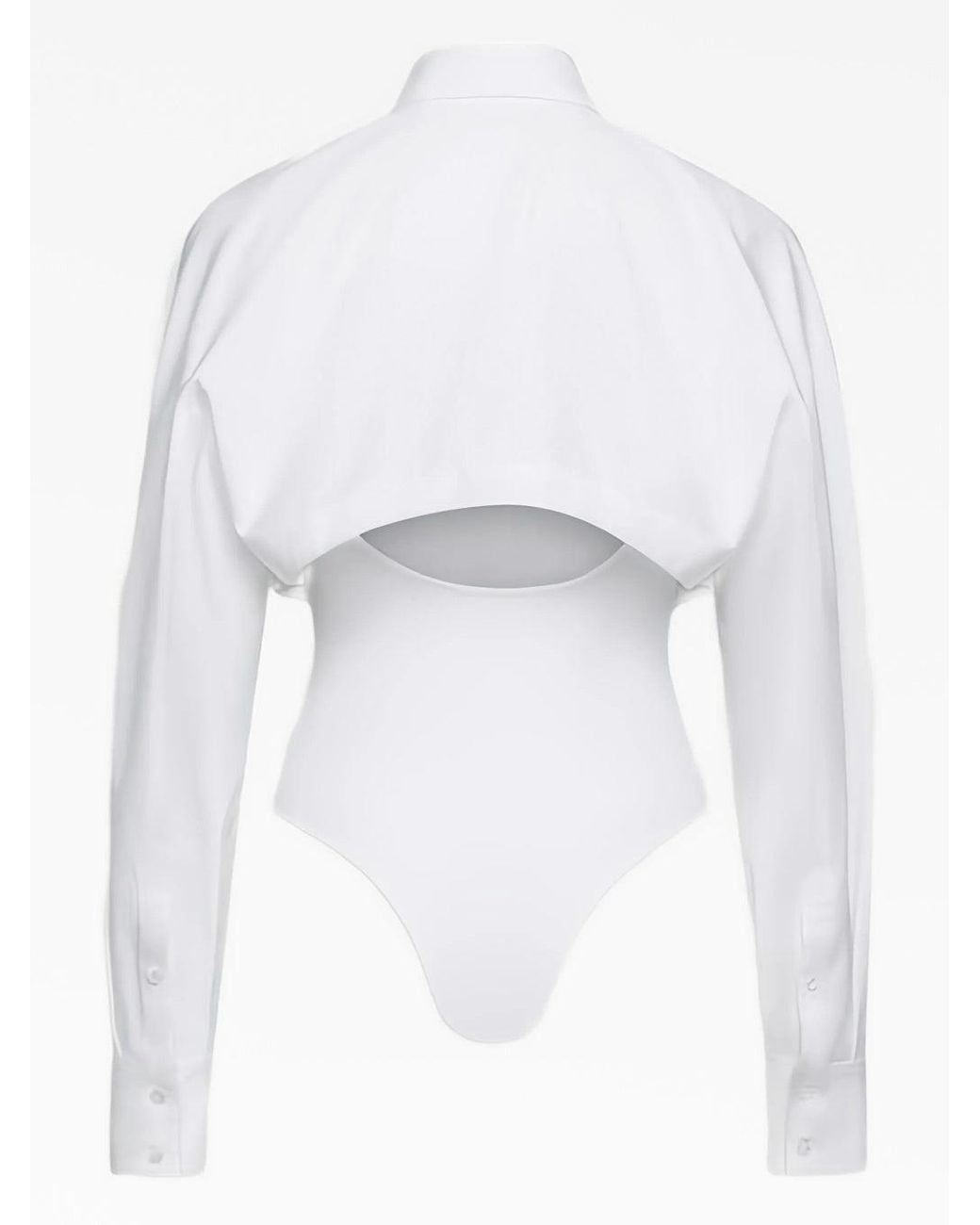 Alaïa White Alaïa Shirt Neck Bodysuit