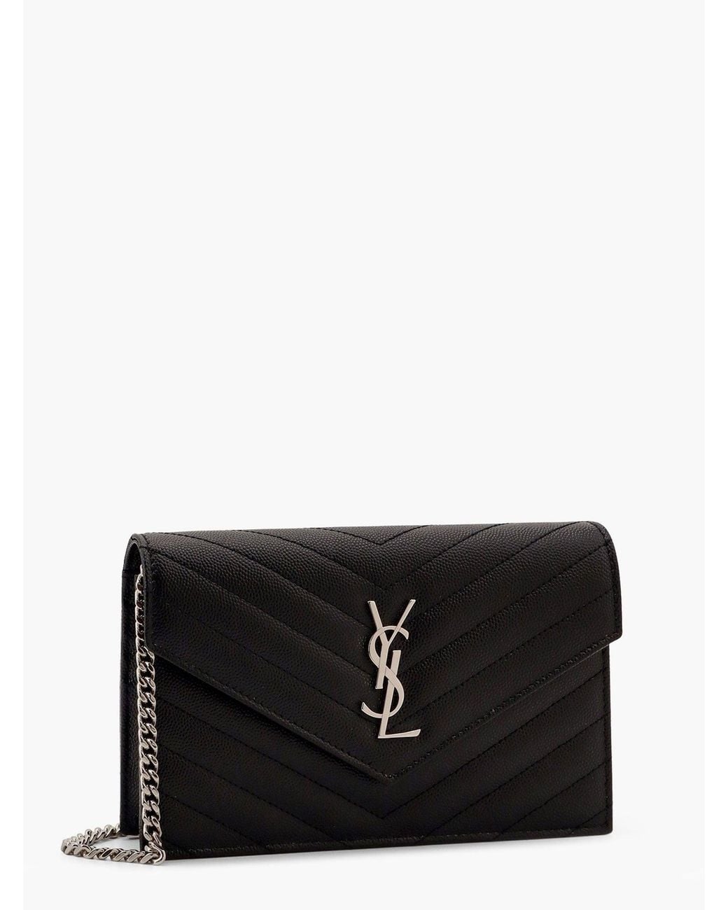 Saint Laurent Black Cassandre Pochette Grain-De-Poudre Leather Crossbody Bag