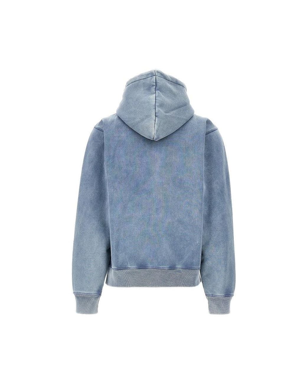 Arte' Blue Stencil Sunfade Full-Zip Hoodie for men