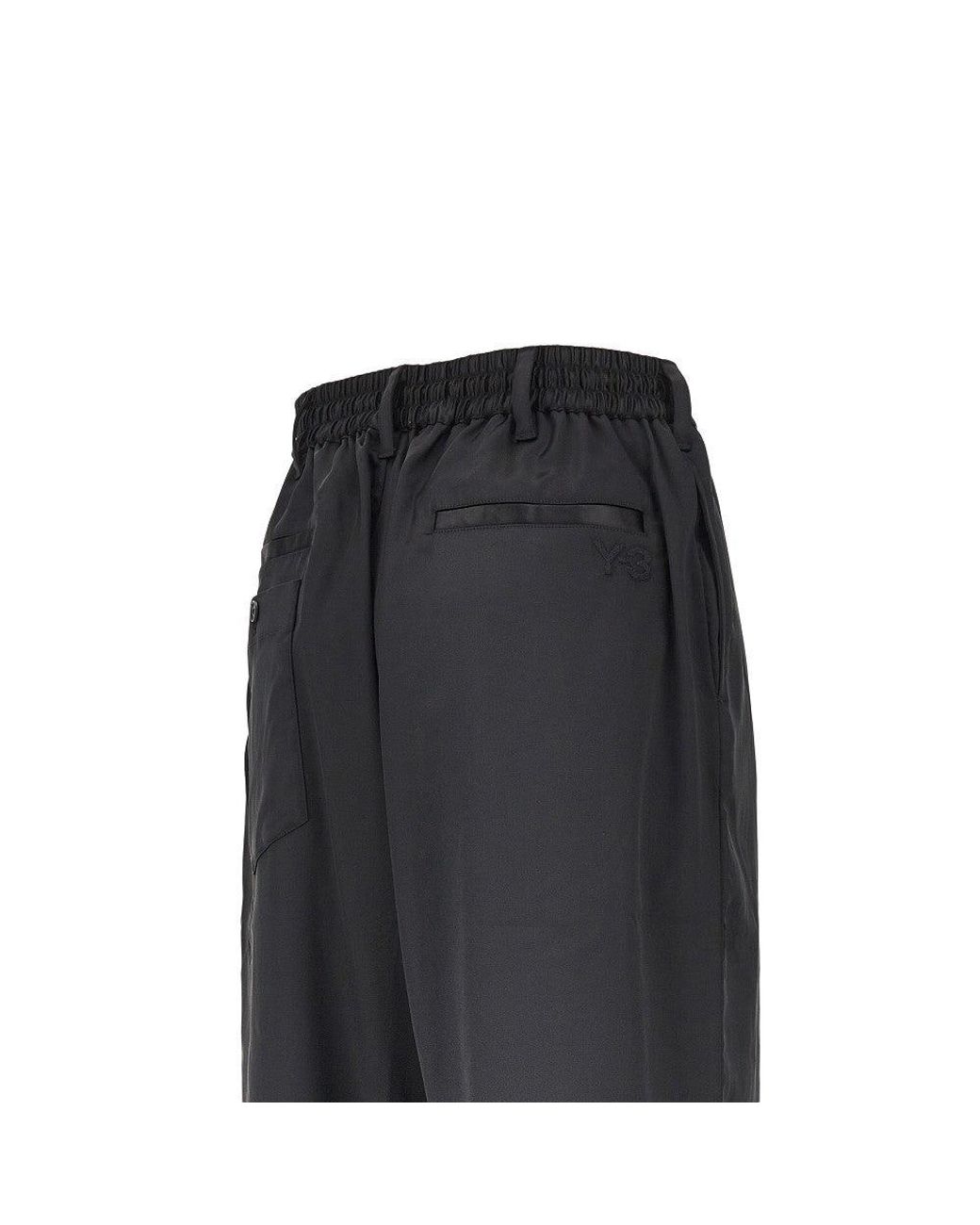 Y-3 Black Gradient 3 Stripes Satin Track Pants for men