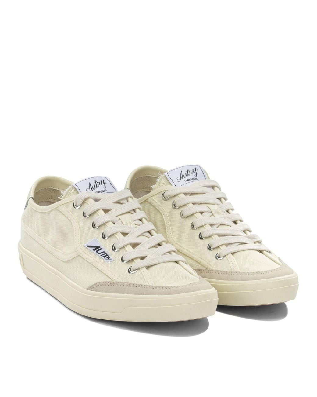 Autry White Windscape Low Canvas Suede Cow Leather Rubber Sneakers