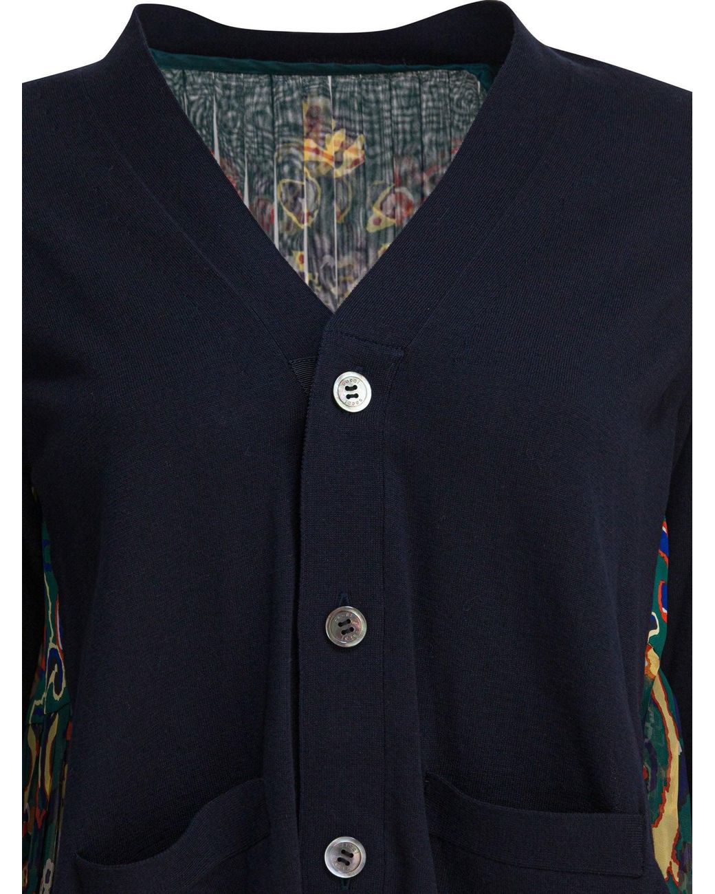 Sacai Blue Cardigan With Floral Print