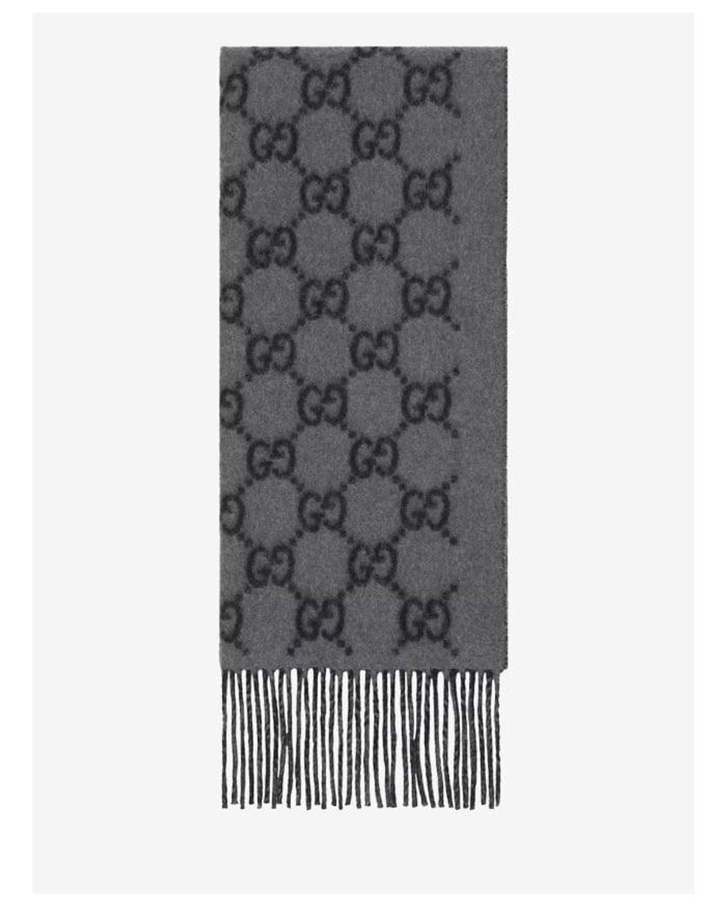 Gucci Gray Cashmere Scarf Gg
